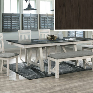 2158CG Maribelle two-tone farmhouse dining table set in chalk and warm grey with bench seating