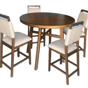 BLANCHE brown round counter height dining set with upholstered chairs