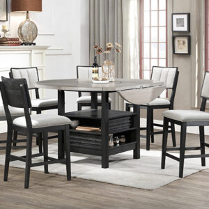 CLINE counter height dining set with storage base and cushioned chairs