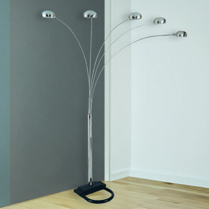 Pewter multi-arm floor lamp with modern shade design