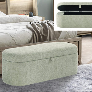 Philipa green tweed storage bench with lift-top hidden storage
