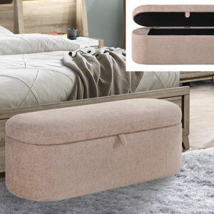 Philipa mauve tweed storage bench with lift-top hidden storage