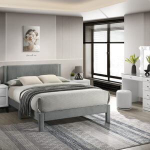 LUCIA light gray upholstered modern bed frame