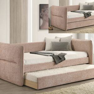 PHILIPA mauve upholstered daybed with pull-out trundle