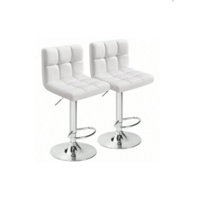 White adjustable barstool with chrome base and padded seat